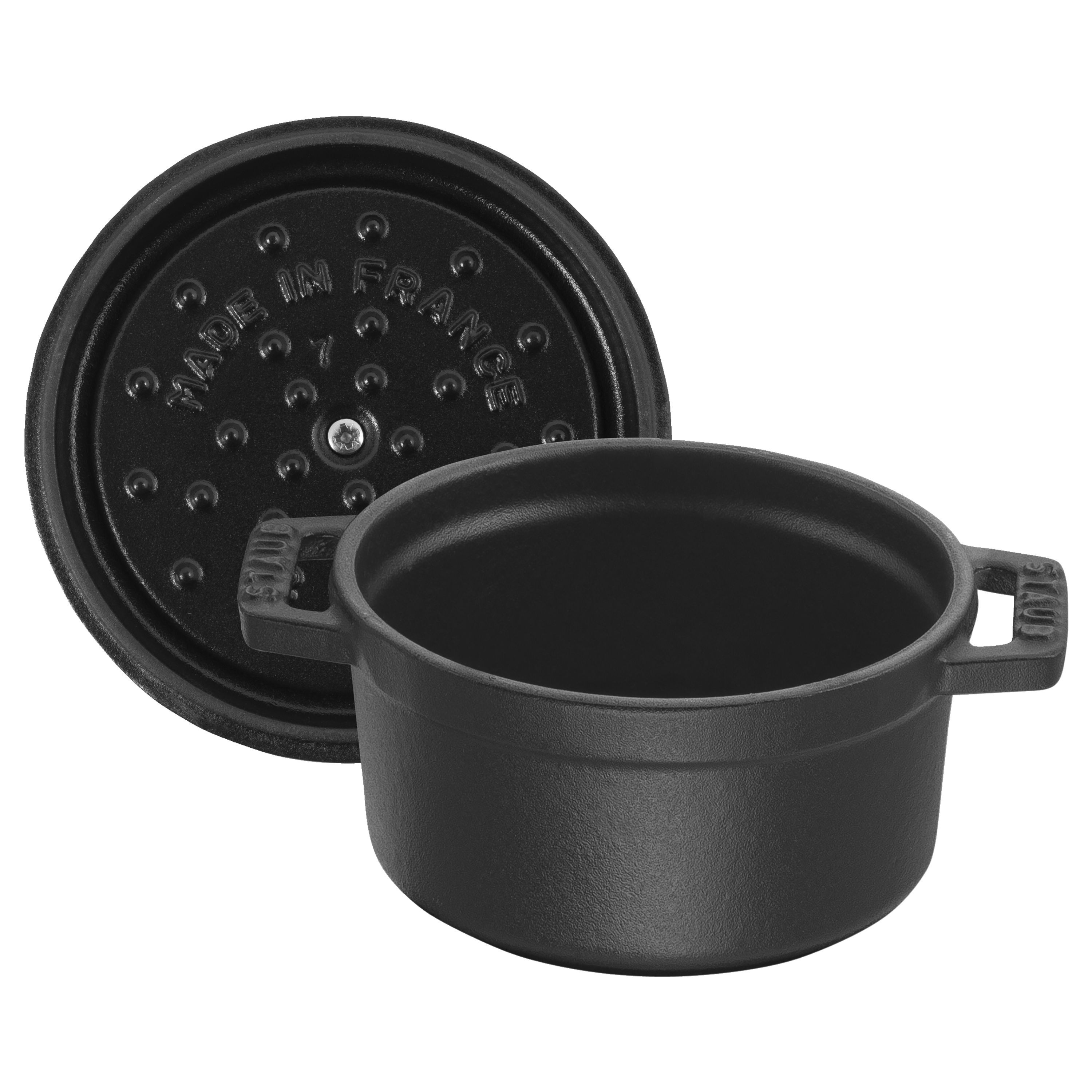 Cocotte 12 cm, rund, Schwarz, Gusseisen