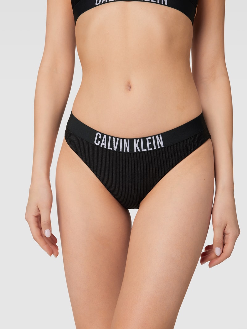Bikini-Hose in Ripp-Optik in schwarz