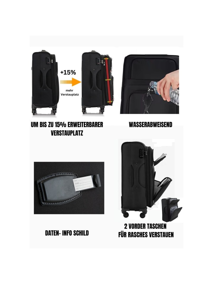 Cheffinger 3 Tlg. Kofferset aus Stoff in Blau günstig kaufen 3