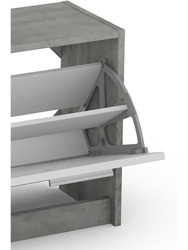byLiving Garderoben-Set TAMINA in Beton-Optik / Weiß - (B) 97 x (H) 190 x (T) 25 cm günstig kaufen onesize