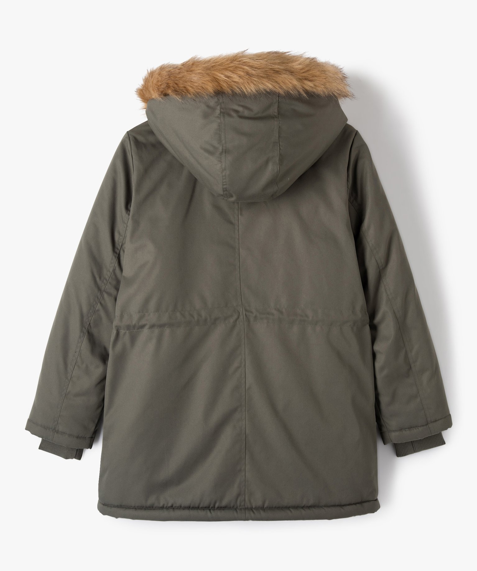 Parka en matière déperlante avec doublure peluche fille kaki | GEMO