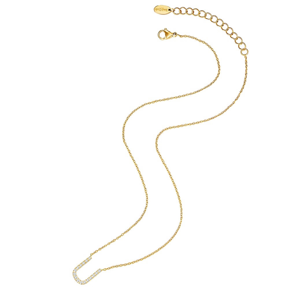 EASTSIDE Collier en acier inoxydé Lettre U Acier inoxydable Oxyde de zirconium (CZ) en Or  collier