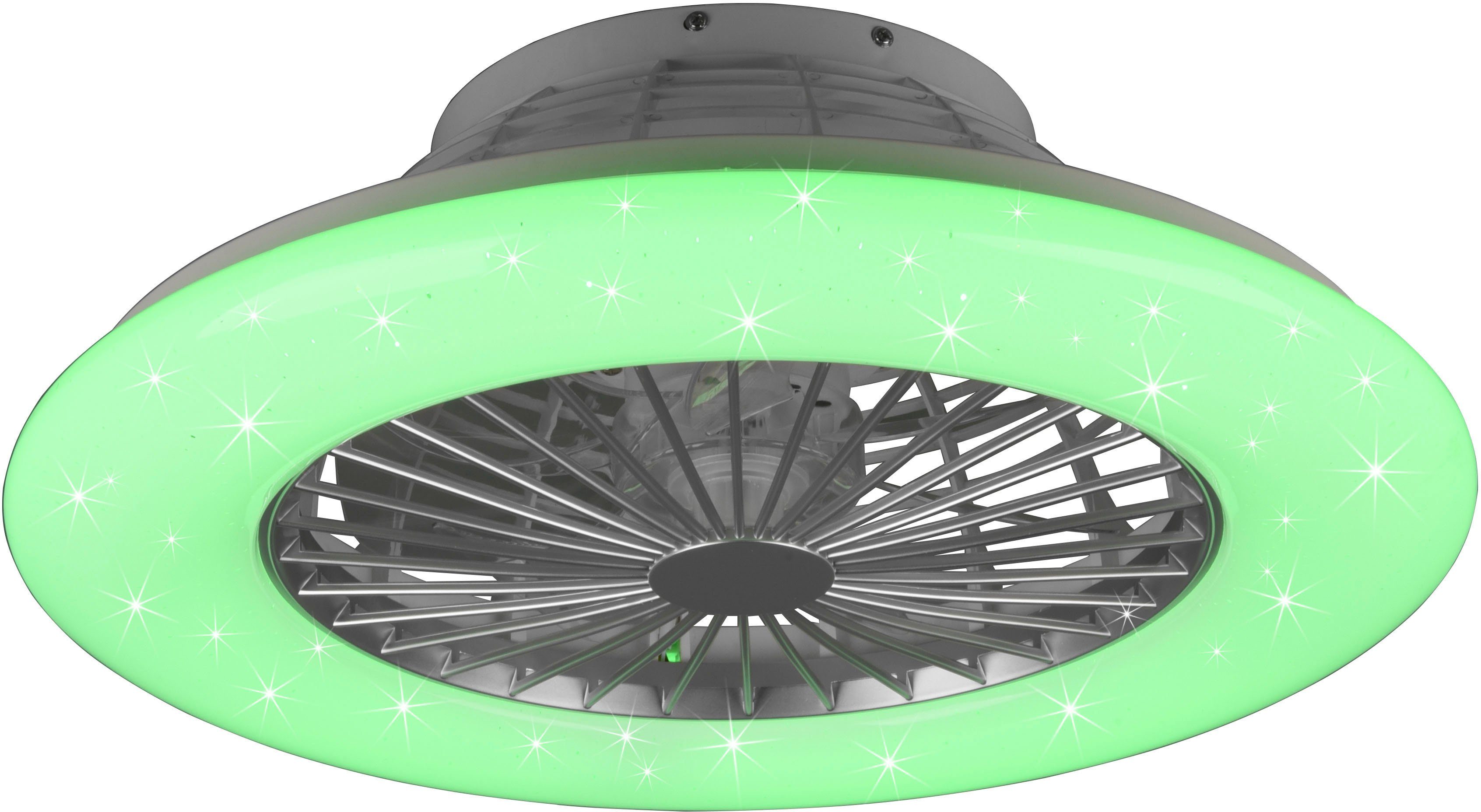 TRIO Leuchten LED Deckenleuchte Stralsund, Farbwechsel, Memoryfunktion, Nachtlichtfunktion, Ventilatorfunktion, LED fest integriert, warmweiß - kaltweiß, Deckenventilator mit 3 Stufen, Fernbed., Lichtfarbe einstellbar, RGBW