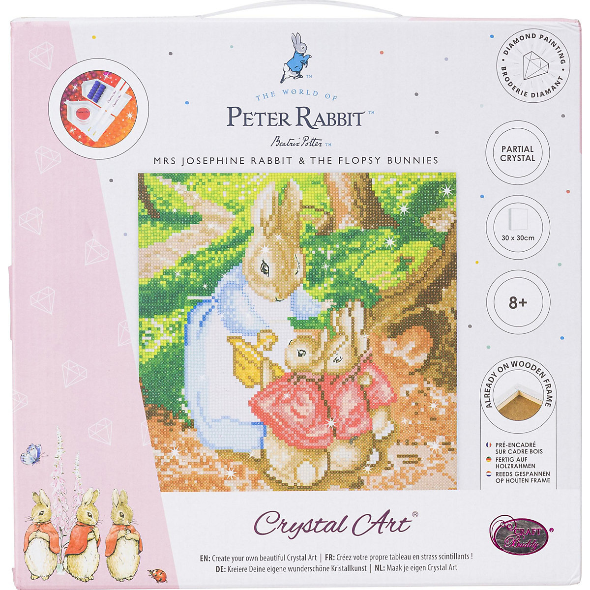 Die Flopsy Bunnies Crystal Art Leinwand Set 30x30cm