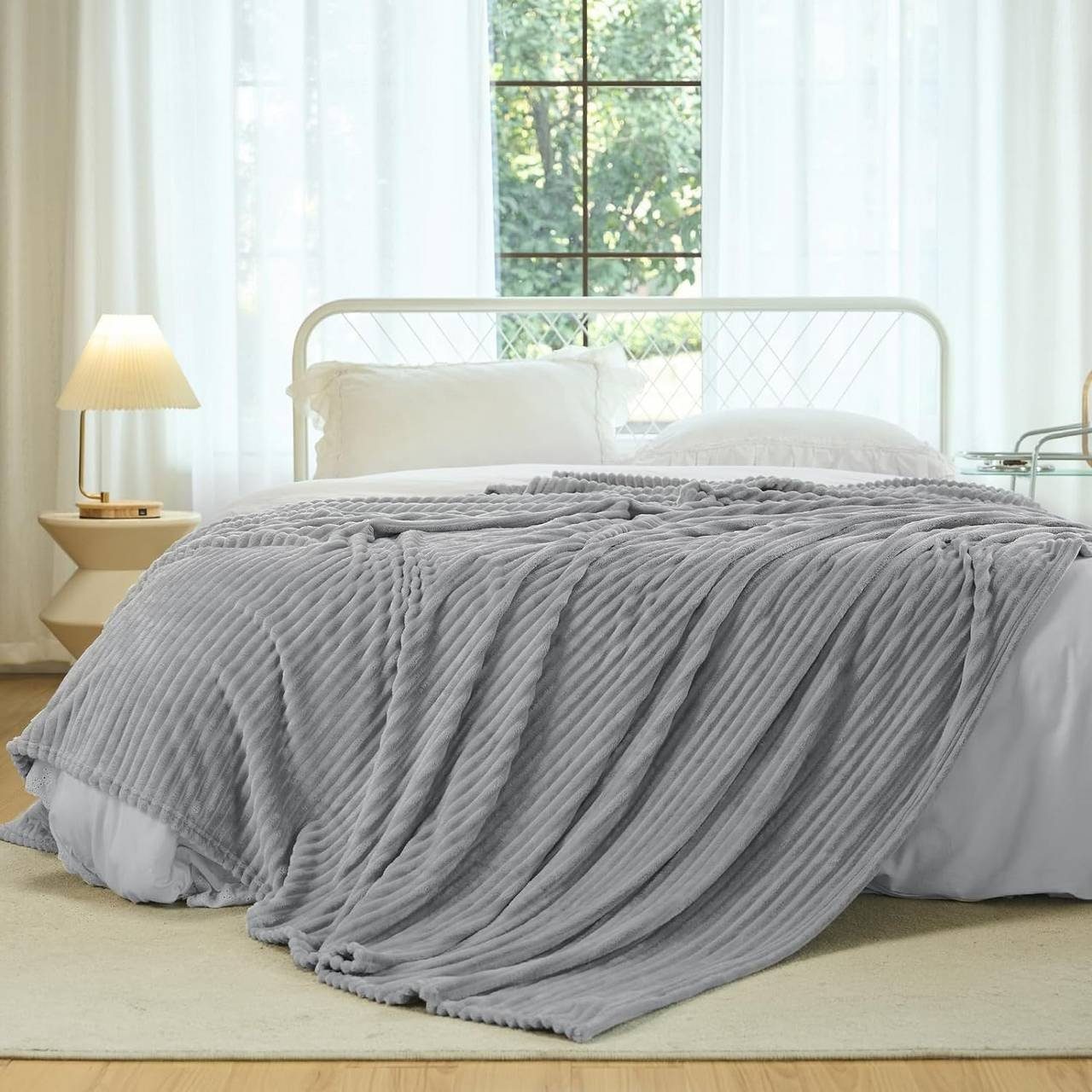Wohndecke, Woltu, Kuscheldecke Flanell mit Streifenmuster