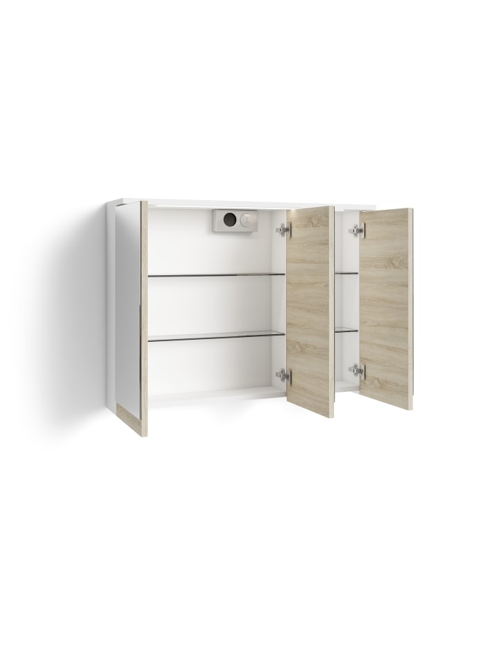 byLiving Spiegelschrank MARINO in Schneeweiß / Eiche - (B) 80 x (H) 60 x (T) 20 cm günstig kaufen onesize