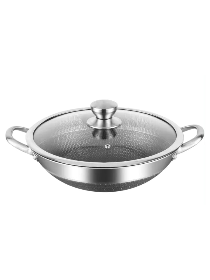 Cheffinger Wok Topf Wabenstruktur Ø36cm Induktion Anti Haft Kratzfest in Silber günstig kaufen 1