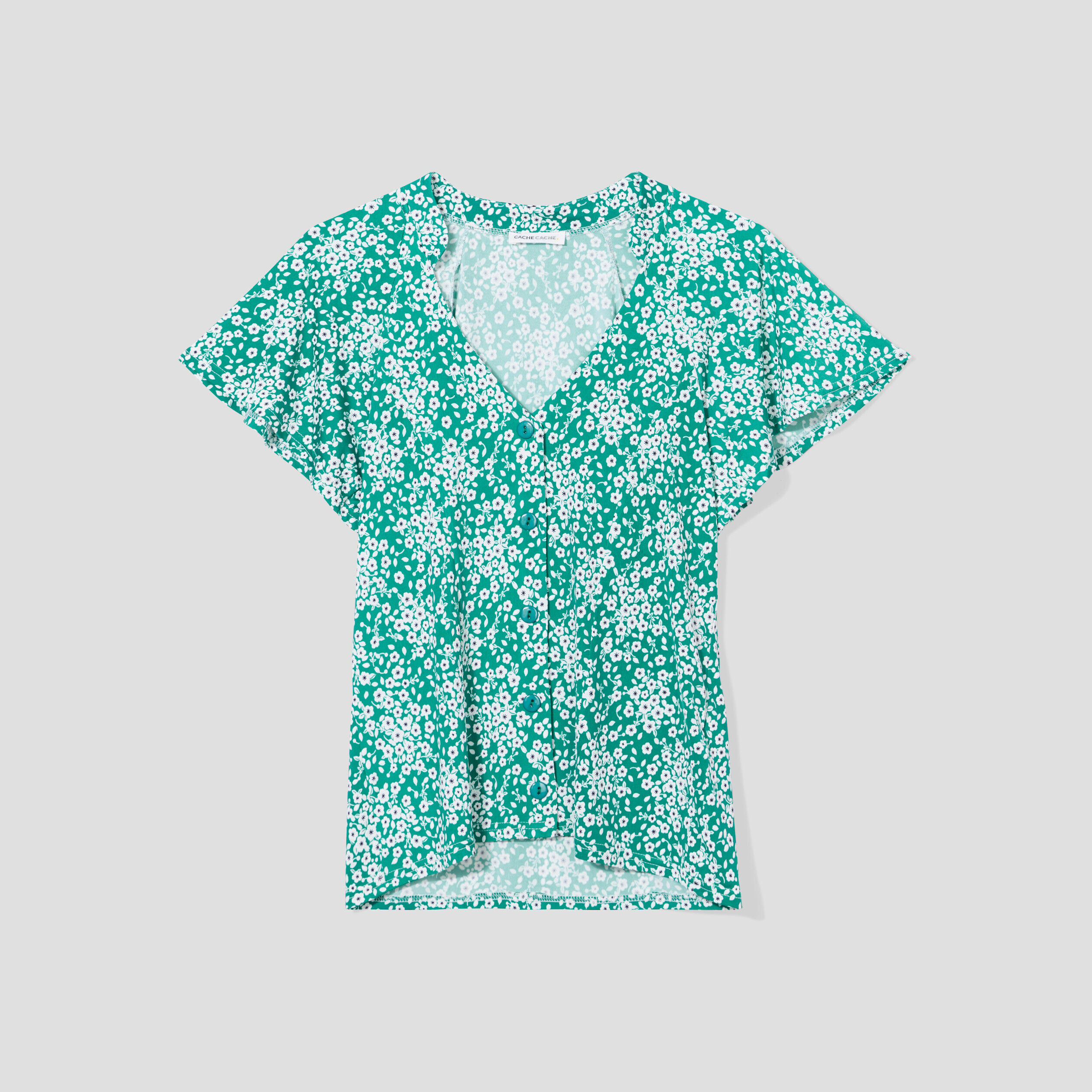 Blouse boutonnée bleu pétrole femme | Cache Cache