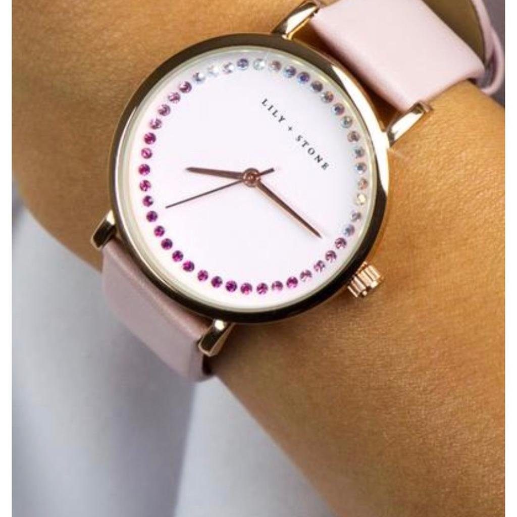 Lily + Stone Quarzuhr Damen Armbanduhr Analog mit eleganten Kristallen in Rose Gold, (1-tlg)