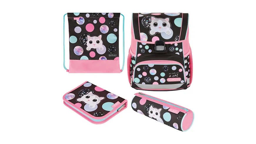 herlitz Schulranzen-Set Loop Plus Cute Cat 5teilig