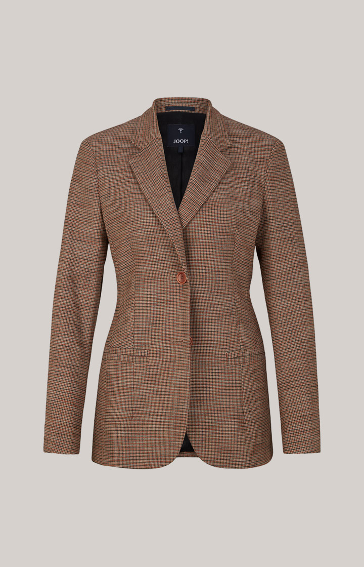 Blazer in Orange/Schwarz/Ecru gemustert