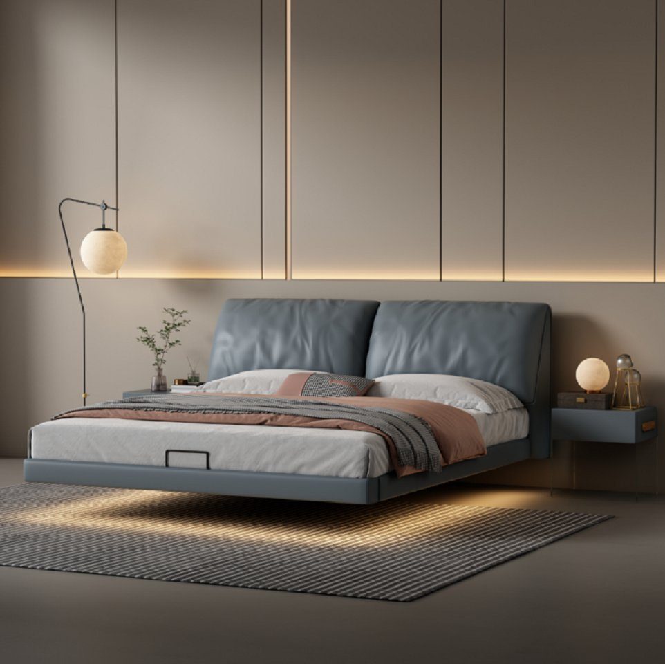 JVmoebel Bett Graues Schlafzimmer Designer Betten Holzgestell Moderne Luxus Möbel (1-tlg., Nur Bett), Made in Europa