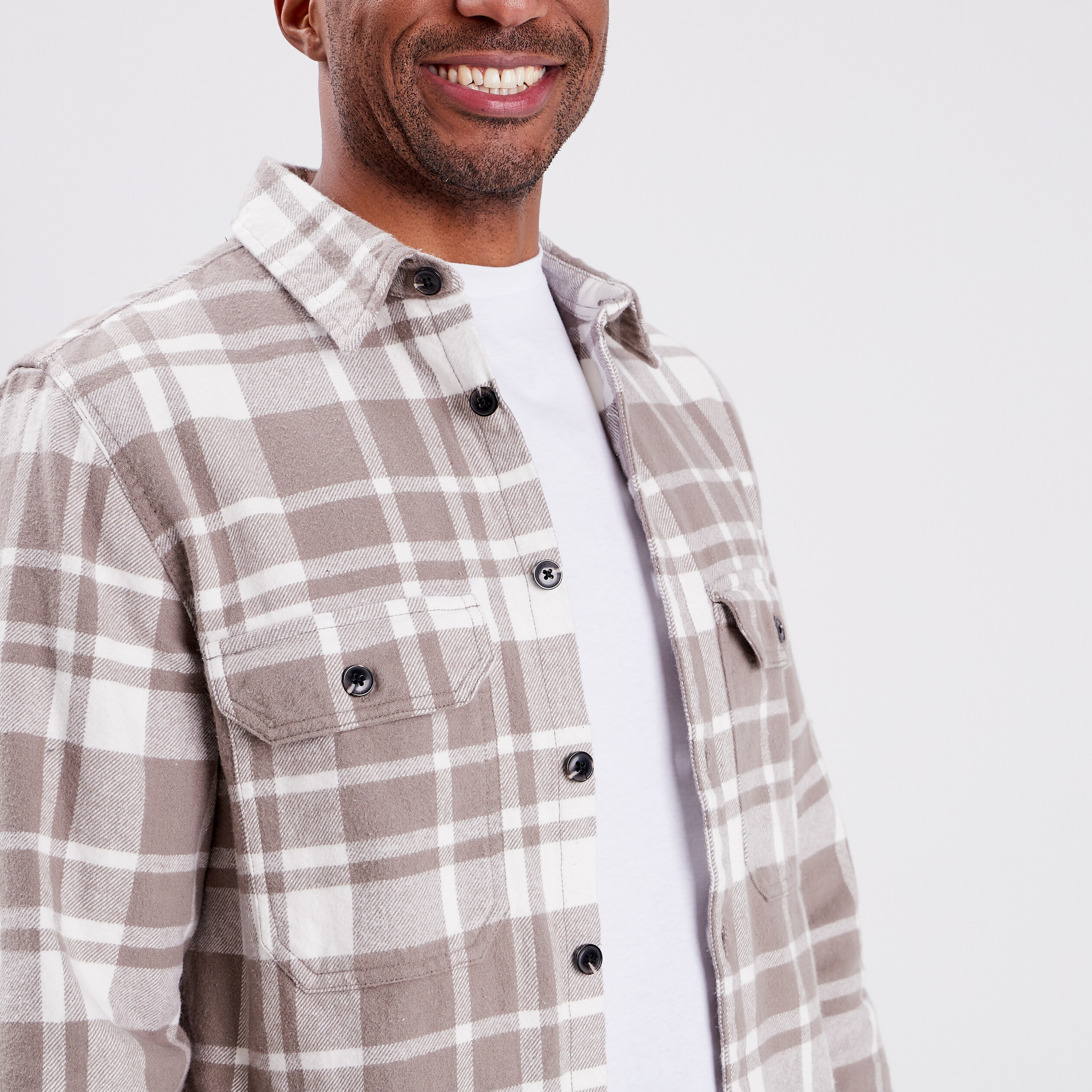 Surchemise coton manches longues Creeks gris homme | La Halle
