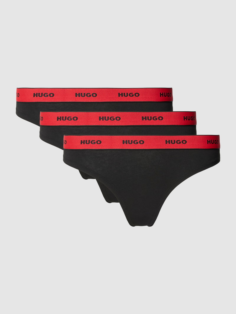 String mit elastischem Logo-Bund in schwarz