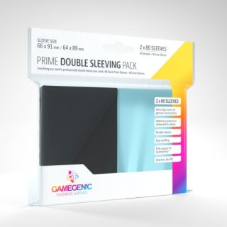 Gamegenic - Prime Double Sleeving Pack - Black/Clear (2 x 80)