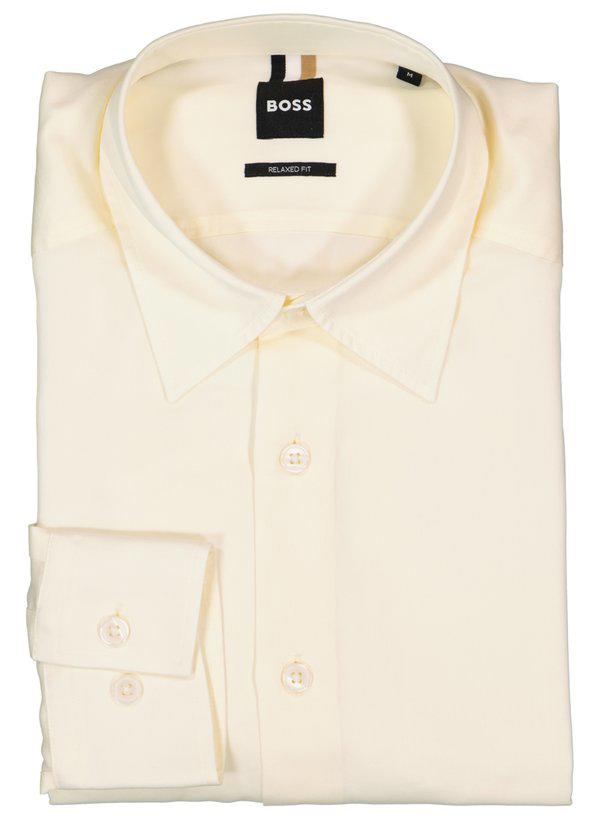 BOSS Black, Hemd, Relaxed Fit, Twill, creme