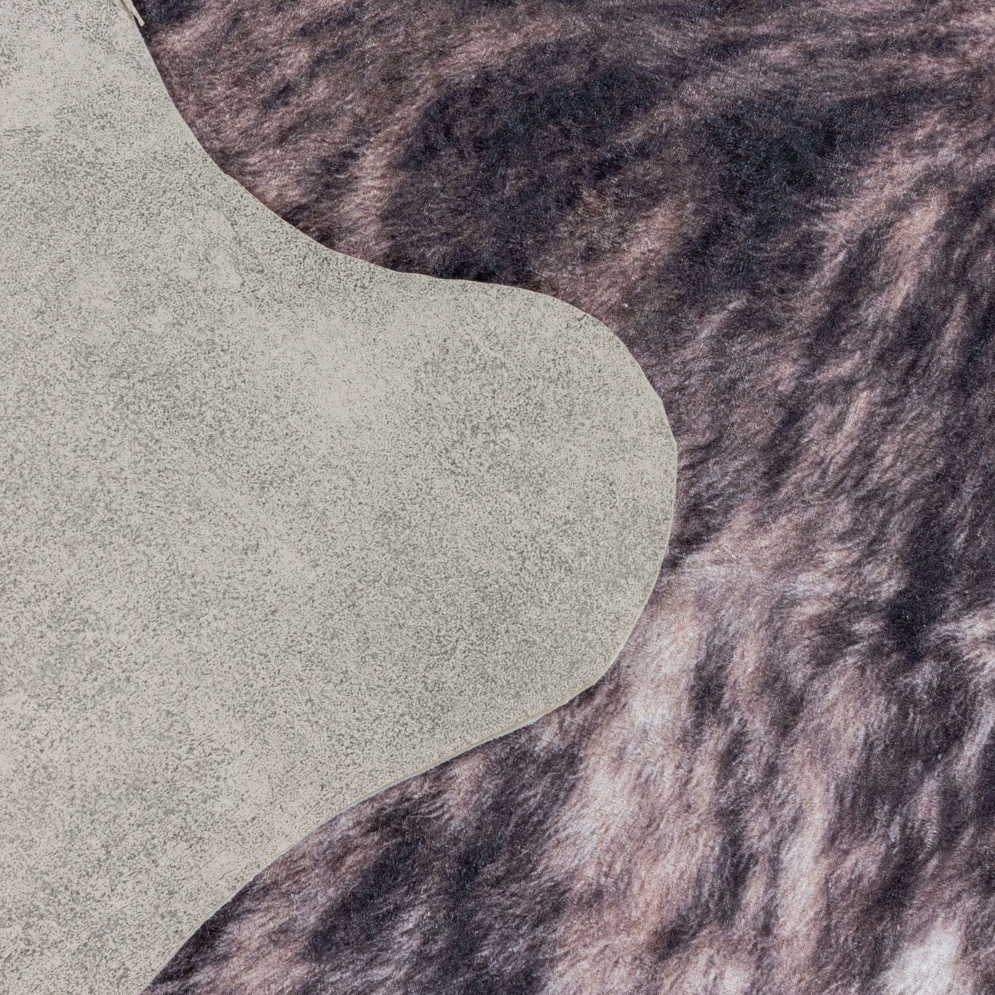 Fellteppich Rindsleder Imitat, Carpetsale24, Rund, Höhe: 7 mm, Fellteppich Kuhfell Rindsleder Imitat Digitaldruck Waschbar Rutschfest
