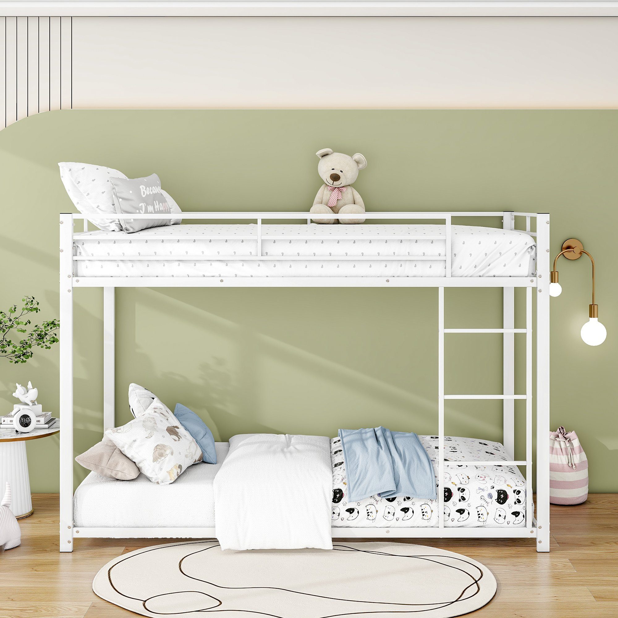 HAUSS SPLOE Etagenbett Etagenbett Metallbett Kinderbett Hochbett Bettrahmen Einzelbett (90*200 cm, Eisenetagenbetten in klassischer Form), ohne Matratze