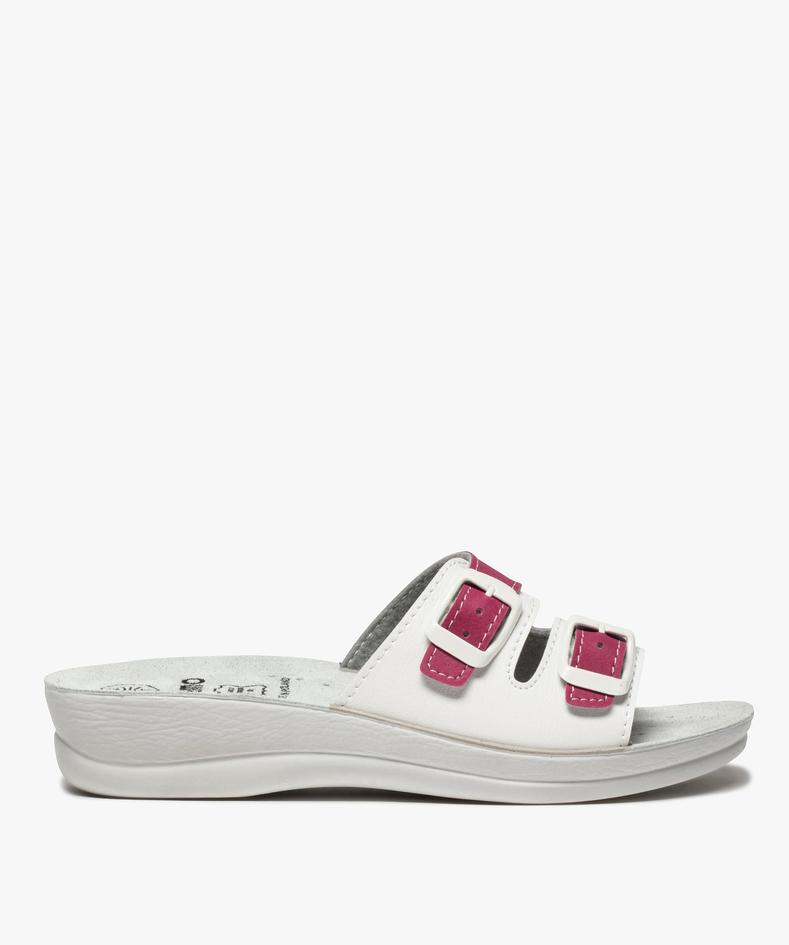 Mules femme confort fermeture double bride à boucle blanc | GEMO