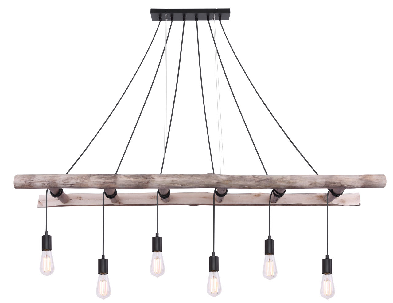 Globo Lighting - IRMGARD - Hängeleuchte Holz naturfarben, 6x E27