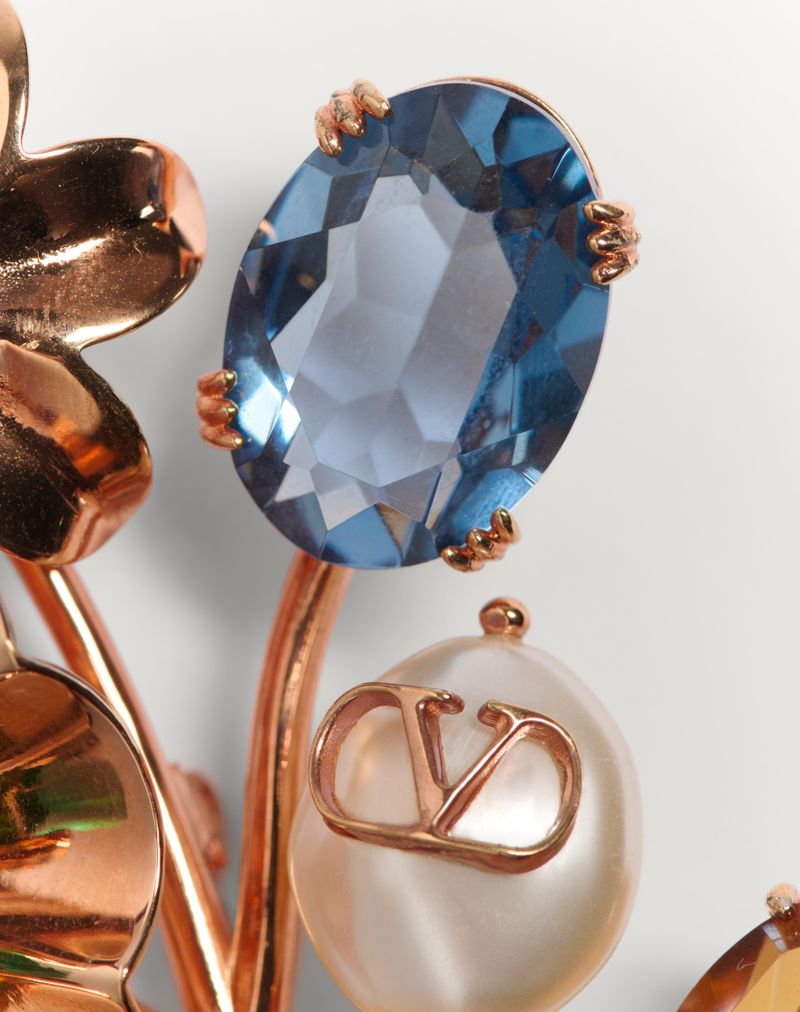 Valentino Papier blomsterbroche i metal, perle og Swarovski® krystaller