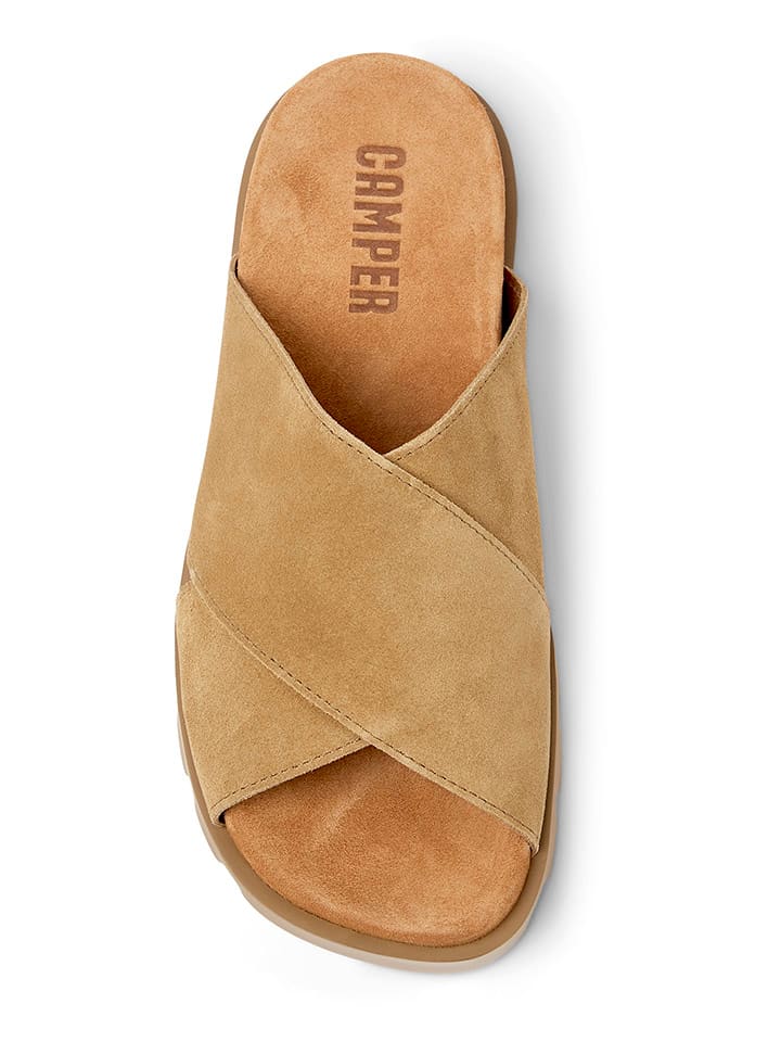 Camper Leder-Pantoletten in Hellbraun günstig kaufen