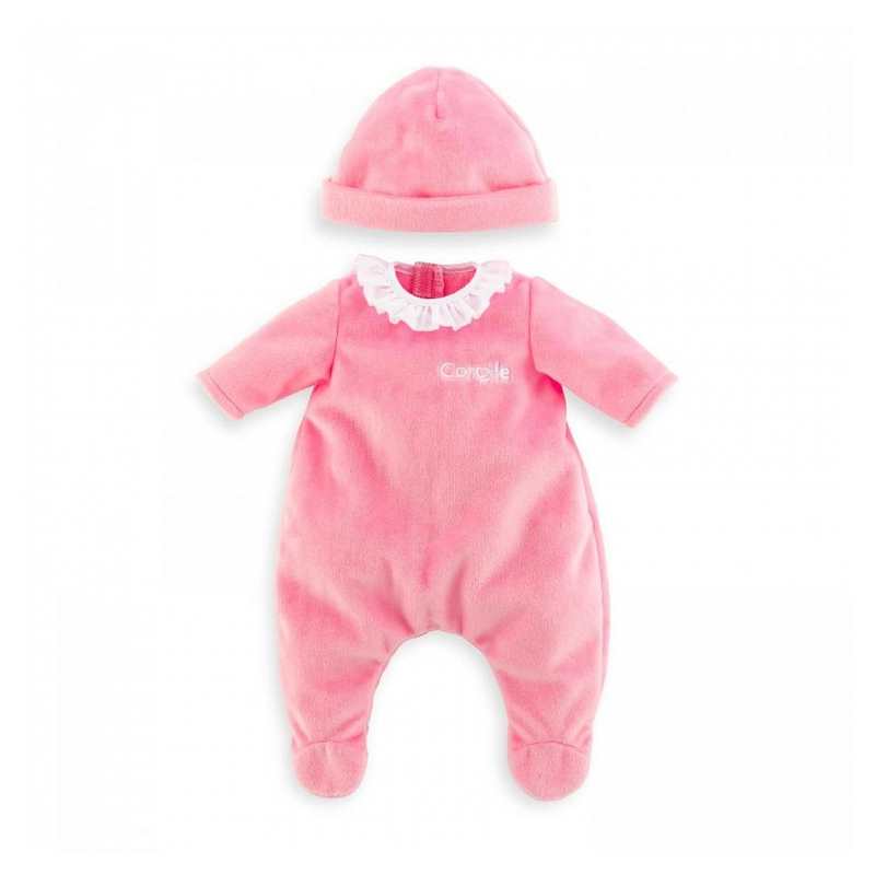 Pyjama rose et bonnet pour poupon 30cm