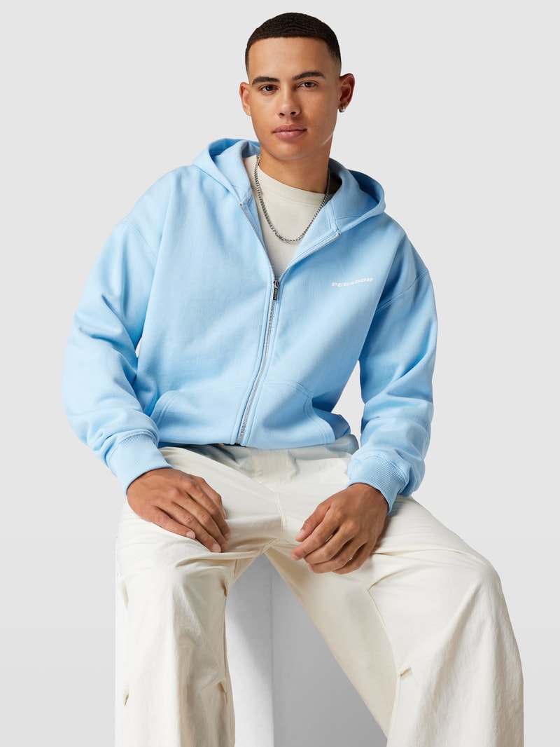 Oversized Sweatjacke mit Label-Print Modell 'Colne' in hellblau