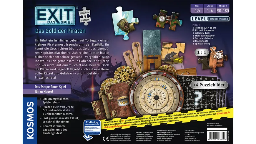 KOSMOS - EXIT®-Das Spiel+Puzzle Das Gold der Piraten, Level Fortgeschrittene