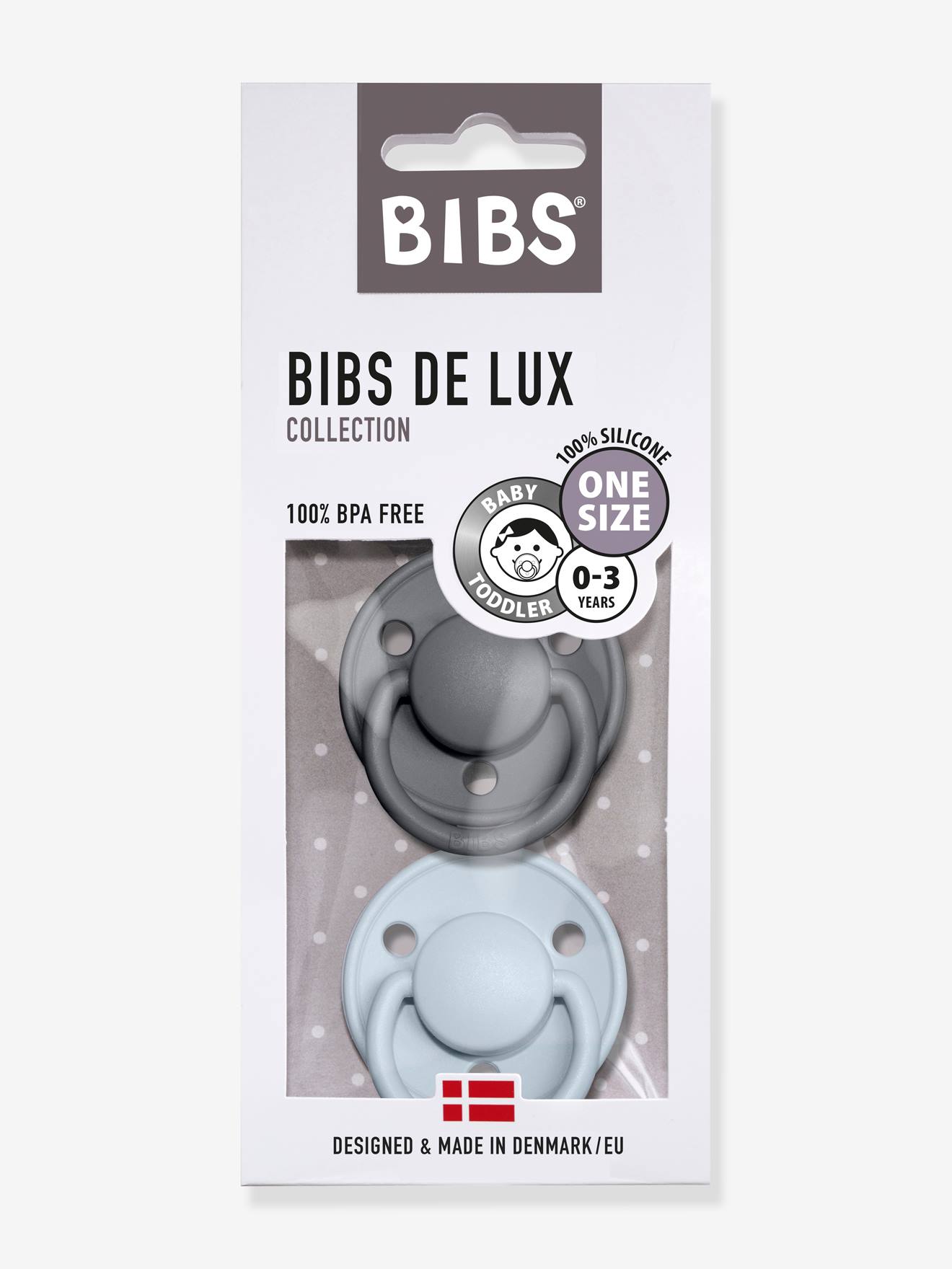 Bibs 2er-Pack Beruhigungssauger DE LUX BIBS, Silikon - grau+blau