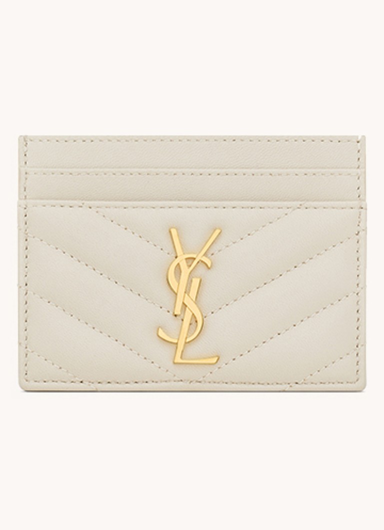 Pikowane etui na karty Saint Laurent Cassandre ze skóry jagnięcej