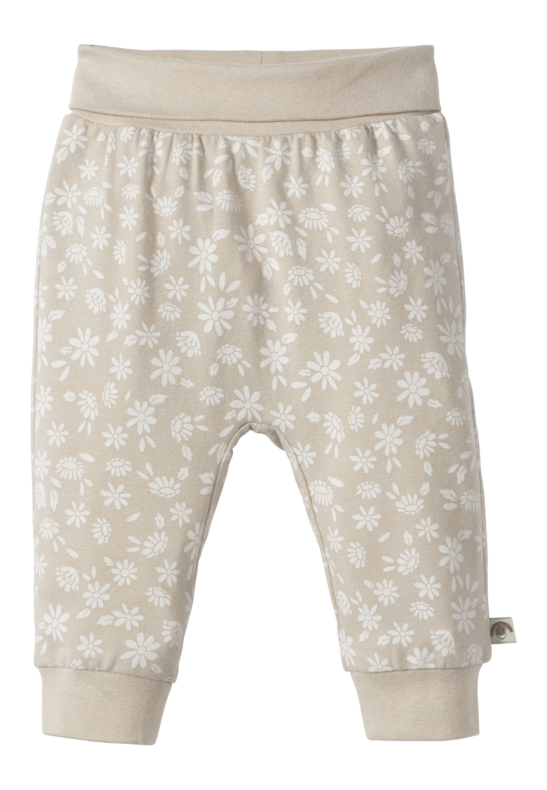 Hose aus Baumwolle bedruckt mit Blümchen in beige