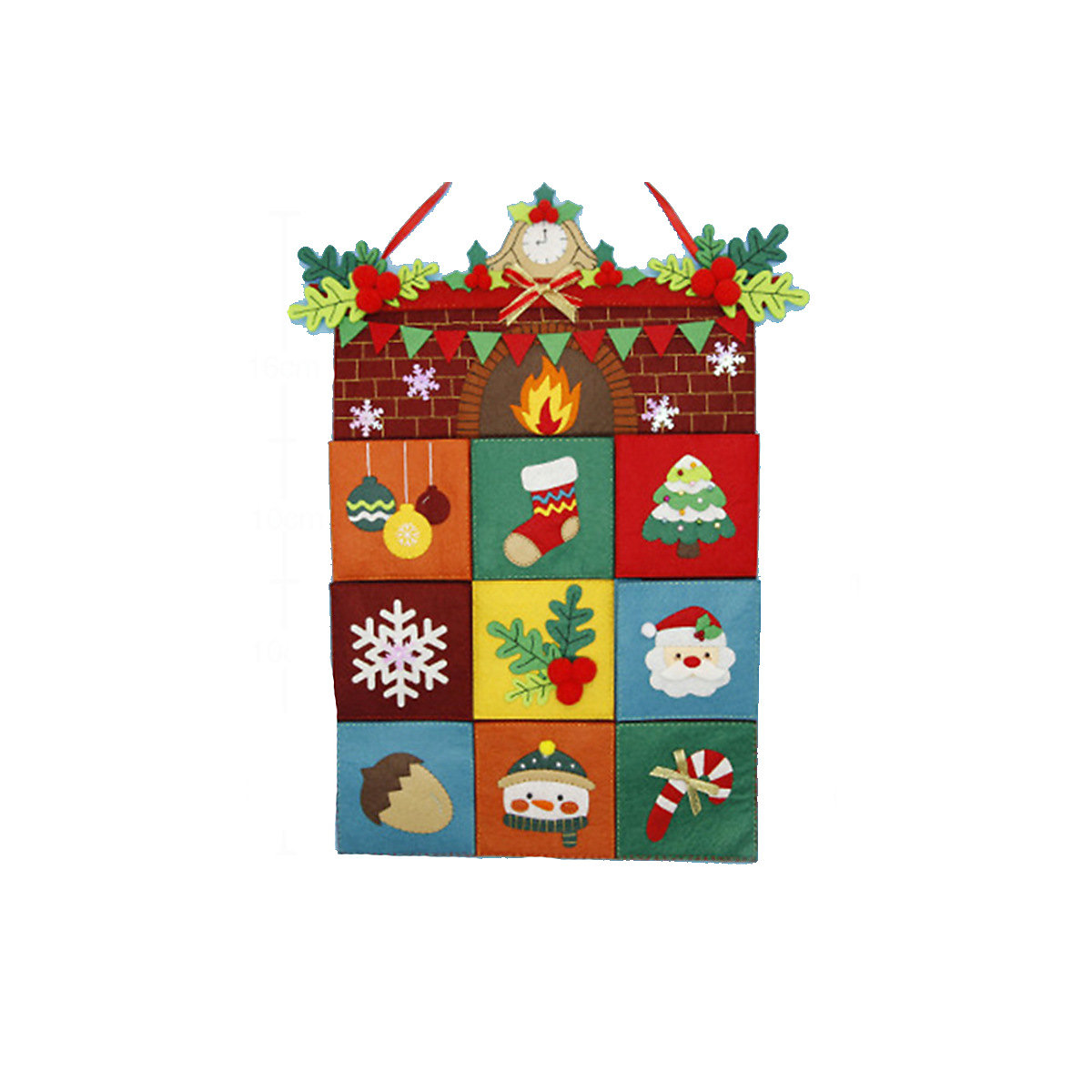 Warme Weihnachtskamin-Aufbewahrungstasche, DIY-Materialpaket Tasche aus handgefertigtem Vliesstoff für Kinder zum Aufhängen, Dekoration, Spielzeugmaterial
