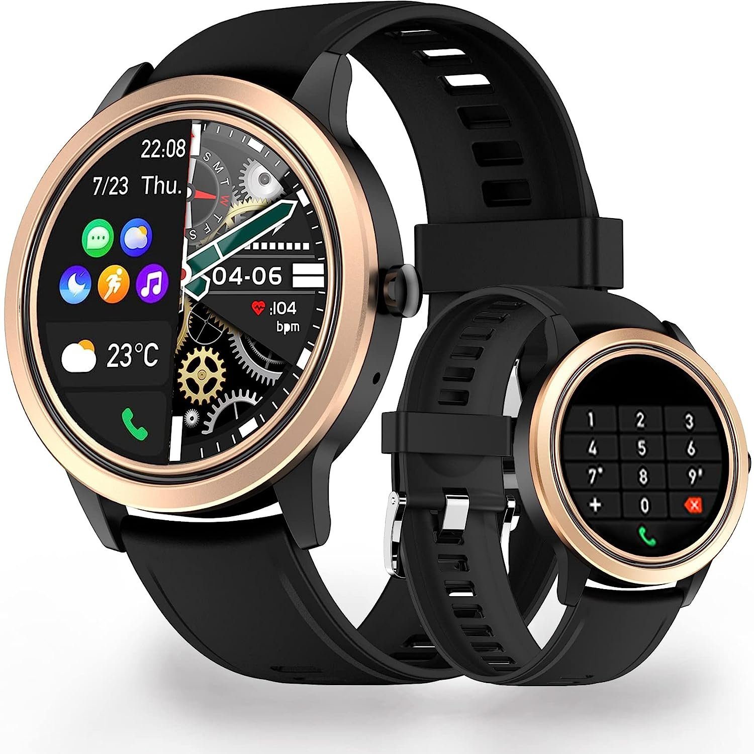 Manike A60 Business Pro Smartwatch (4,3 cm/1,69'' HD Voll Touchscreen Zoll) Spar - set, Smartwatch mit deutscher Bedienungsanleitung mit Ladekabel, Herzfrequenzmesser, Analyse von EKG-Daten, Blutdruckmessgerät