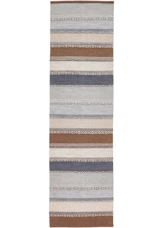 Kelim-Teppich mit Streifen in sanften Naturtönen