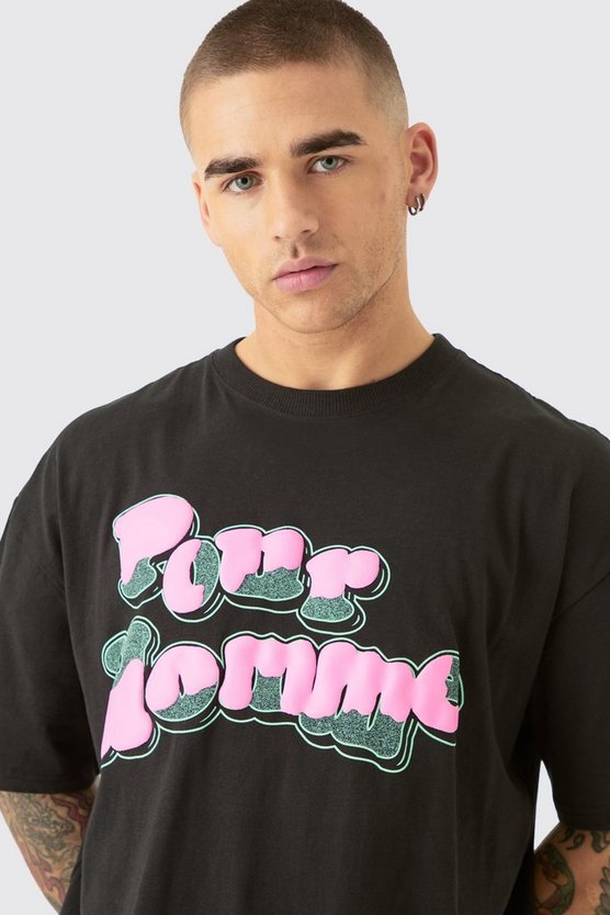 Oversize T-Shirt mit kastigem Homme Print