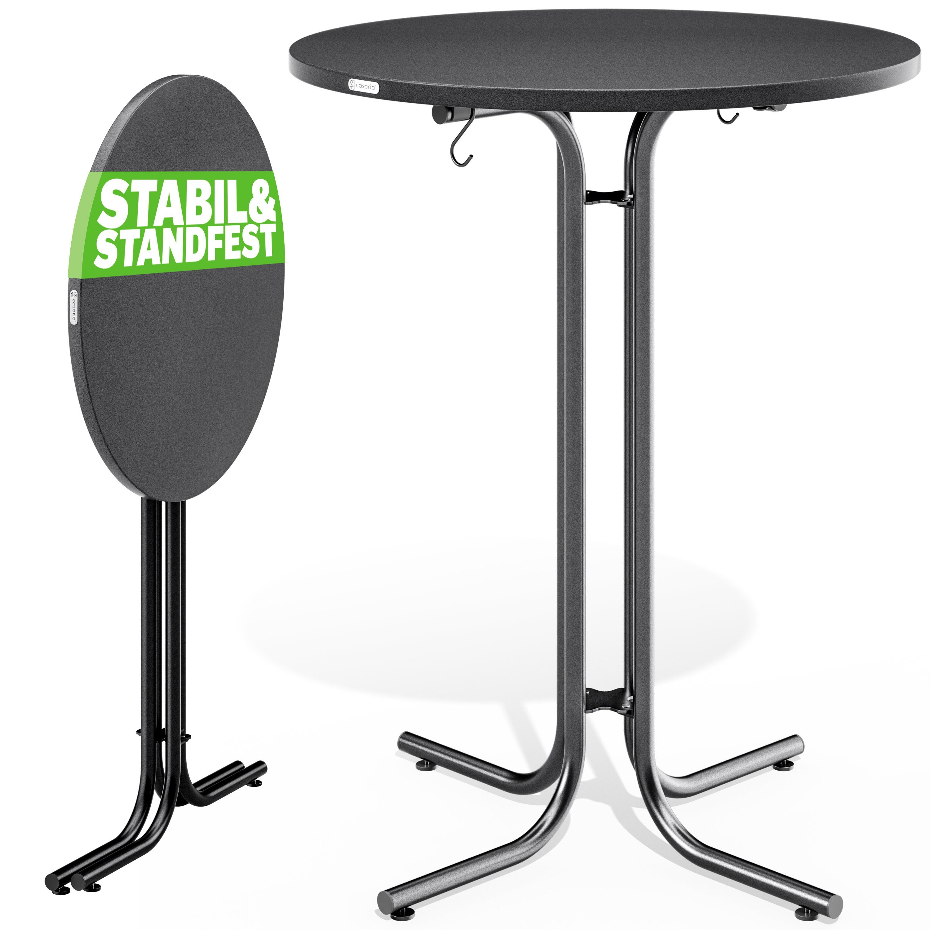 Casaria Stehtisch, Ø70x110 cm klappbar rund Garten Holz Metall Hochtisch Partytisch grau