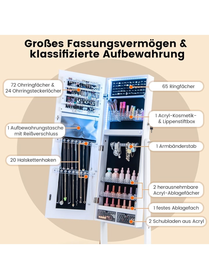 COSTWAY Schmuckschrank mit LED in Weiß günstig kaufen onesize