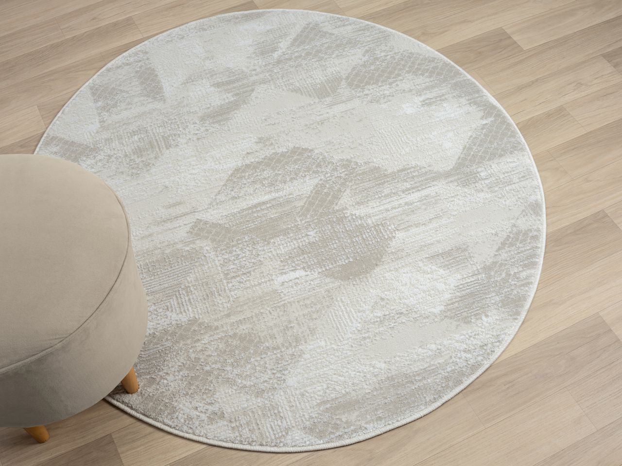 MyFlair Teppich Siena , 120cm x 120cm, Farbe Beige, rund, Florhöhe 10mm