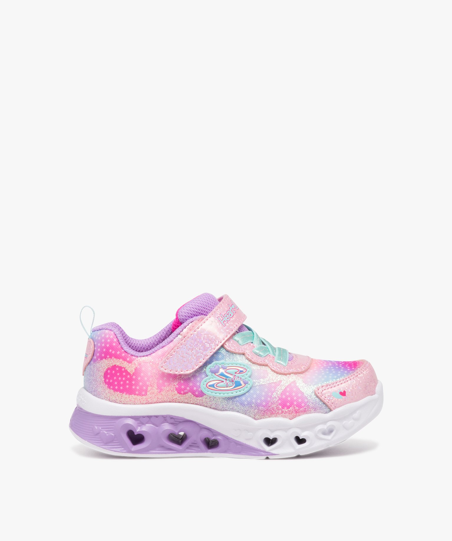 Baskets fille à semelle lumineuse détails coeurs - Skechers rose | GEMO