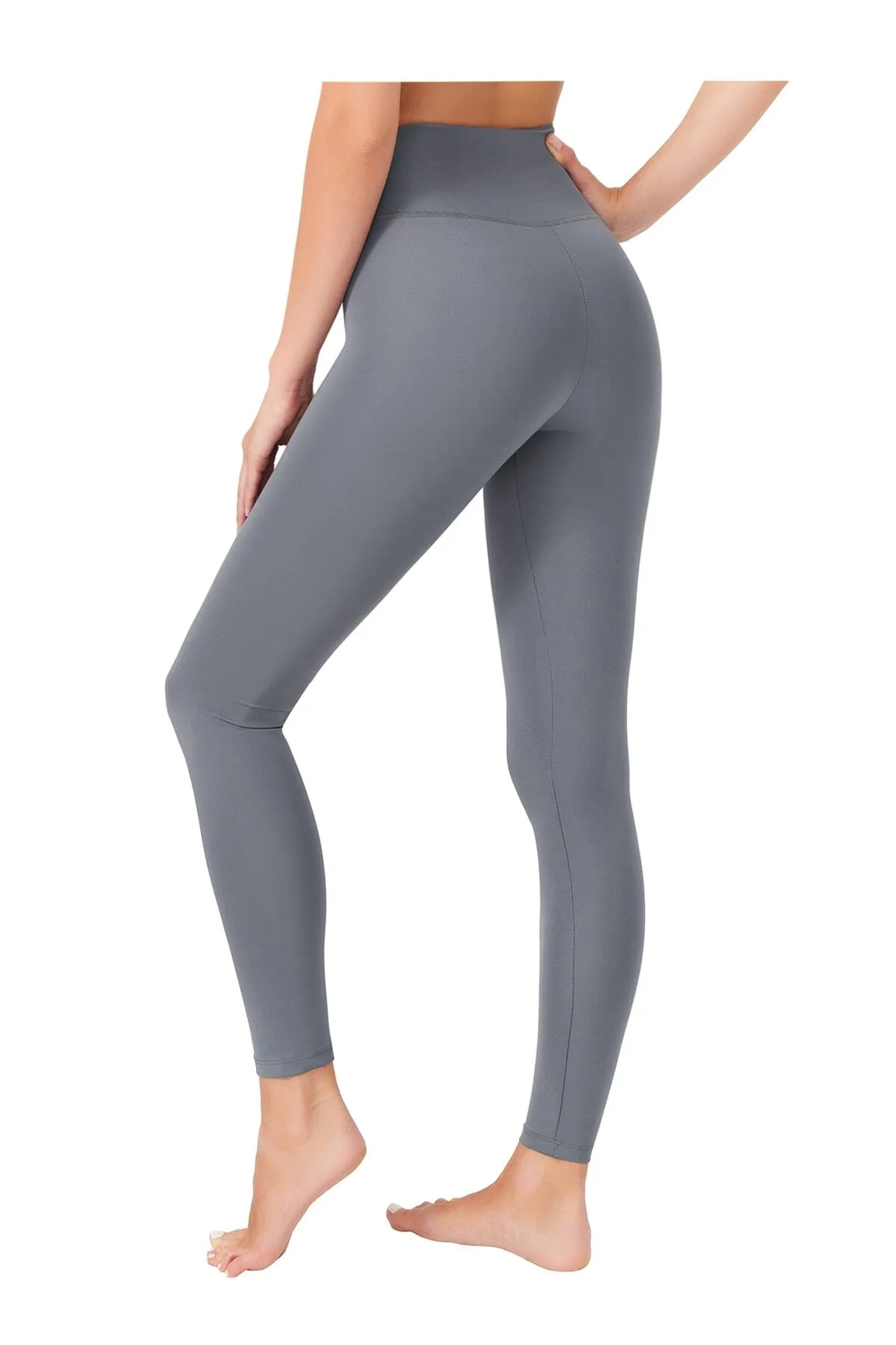 LOS OJOS  Anthrazitfarbene, schmal geschnittene Sport-Leggings mit hoher Taille und Basics für Damen
