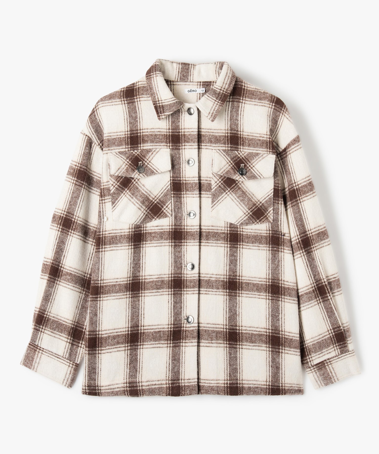 Veste fille en laine à carreaux look surchemise carreaux | GEMO