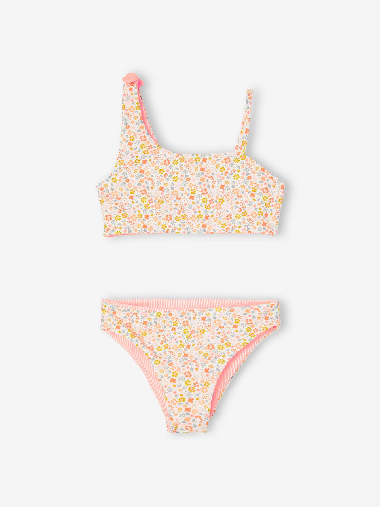 Vertbaudet Wendbarer Mädchen Bikini Oeko-Tex - koralle