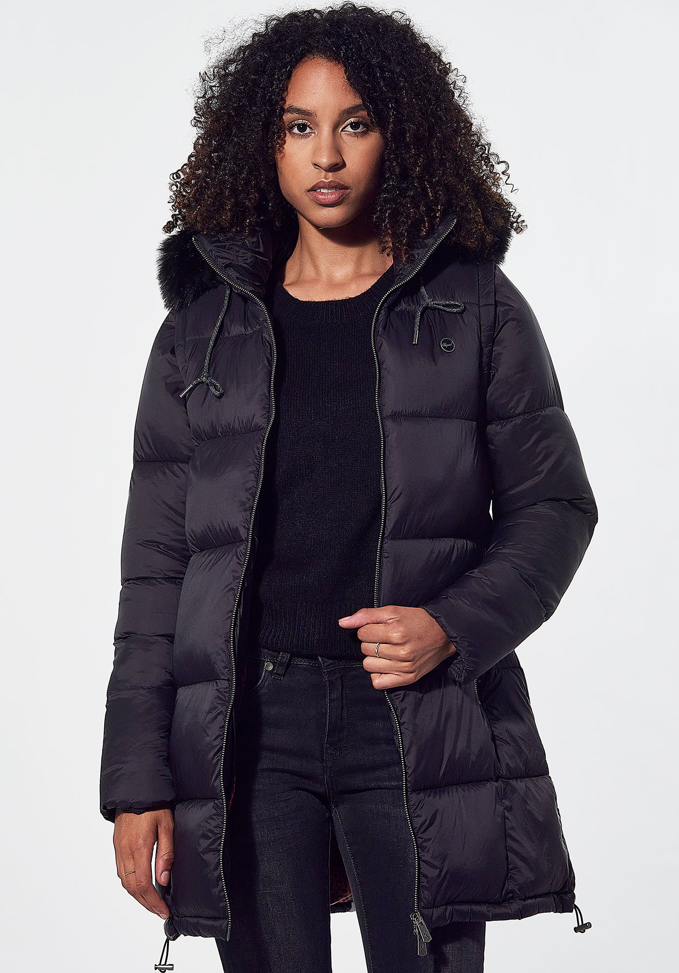 FAFA   Doudoune longue 2 en 1 noire Femme