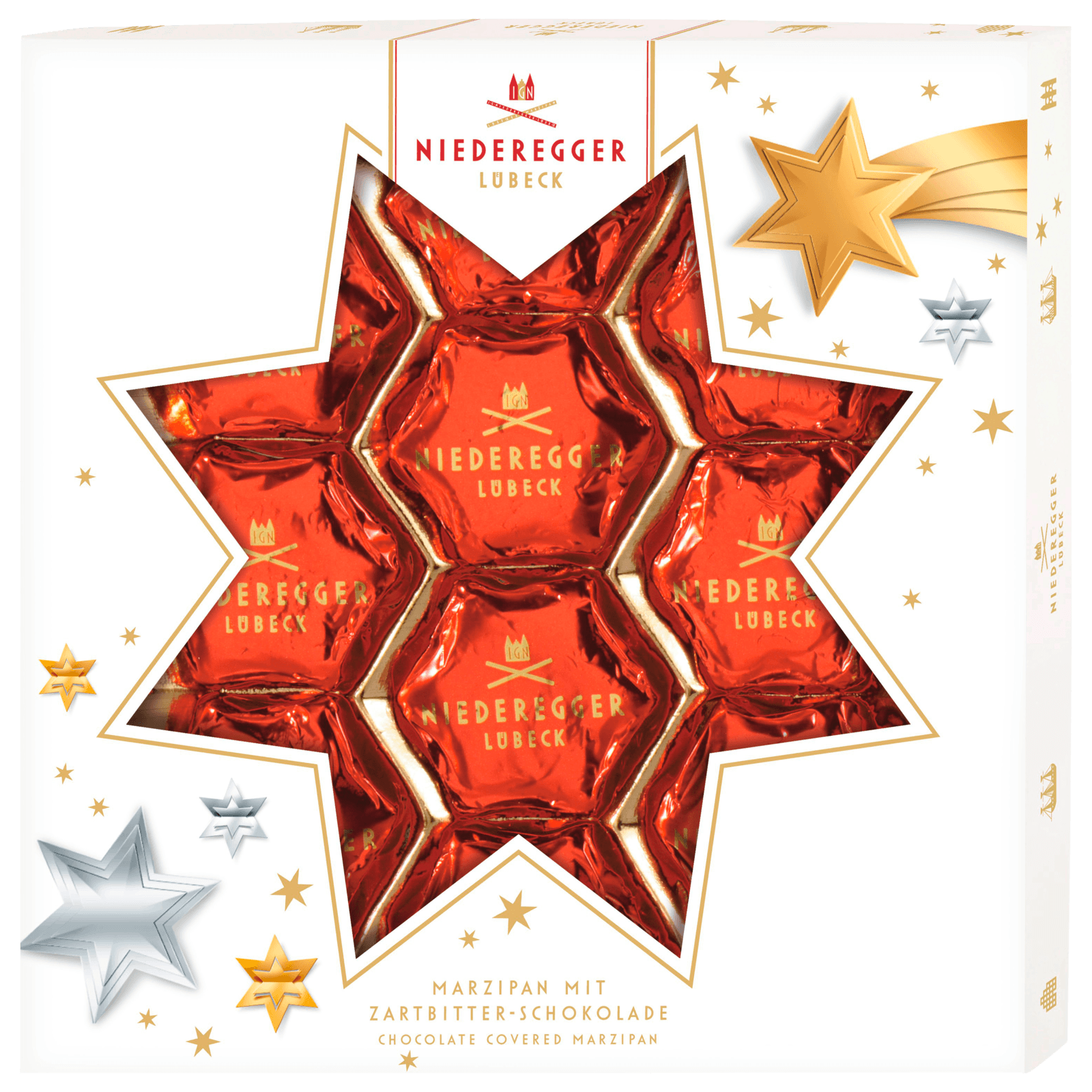 Niederegger Marzipan-Sterne mit Zartbitter-Schokolade 125g