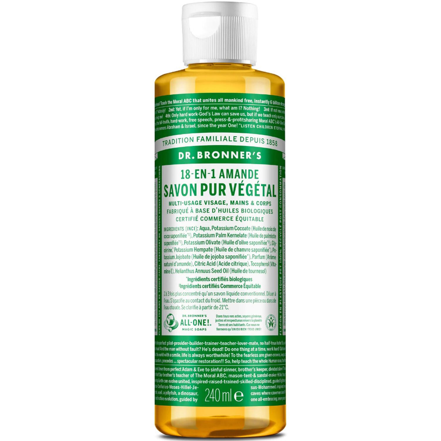 Dr Bronners Savon liquide Amande Un savon de Castille liquide naturel 18-en-1
