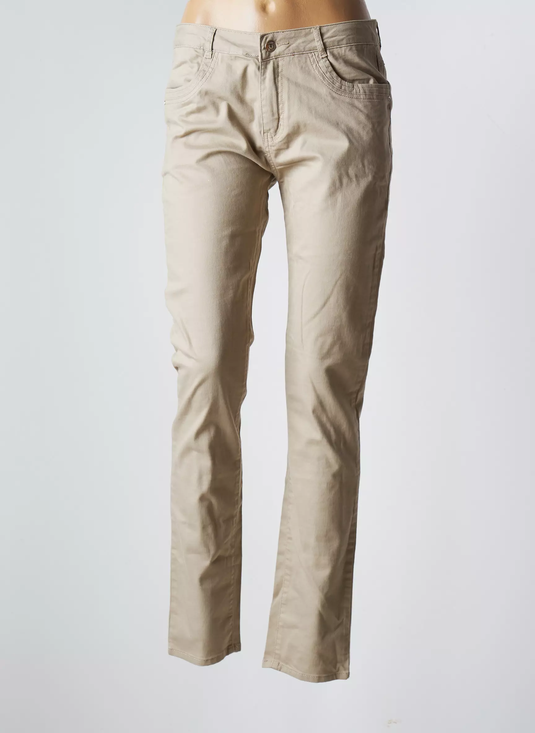 I Quing Pantalons Droits Femme couleur beige