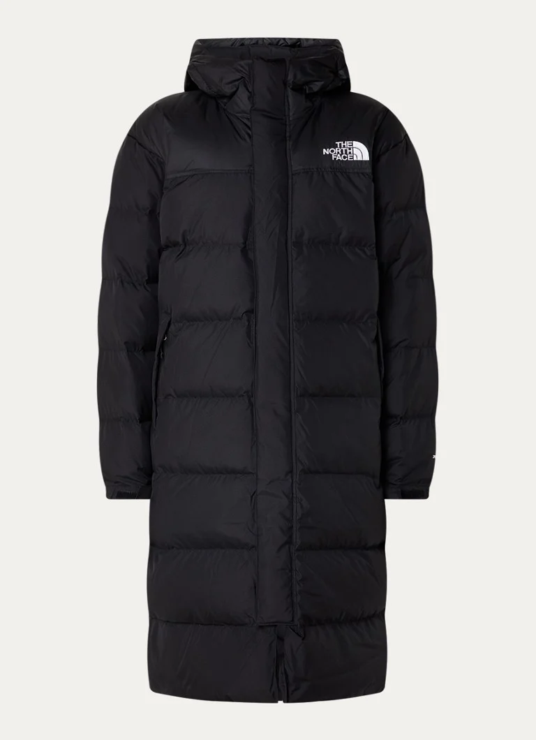 Prošivena parka The North Face Niptse s punjenjem od perja i kapuljačom