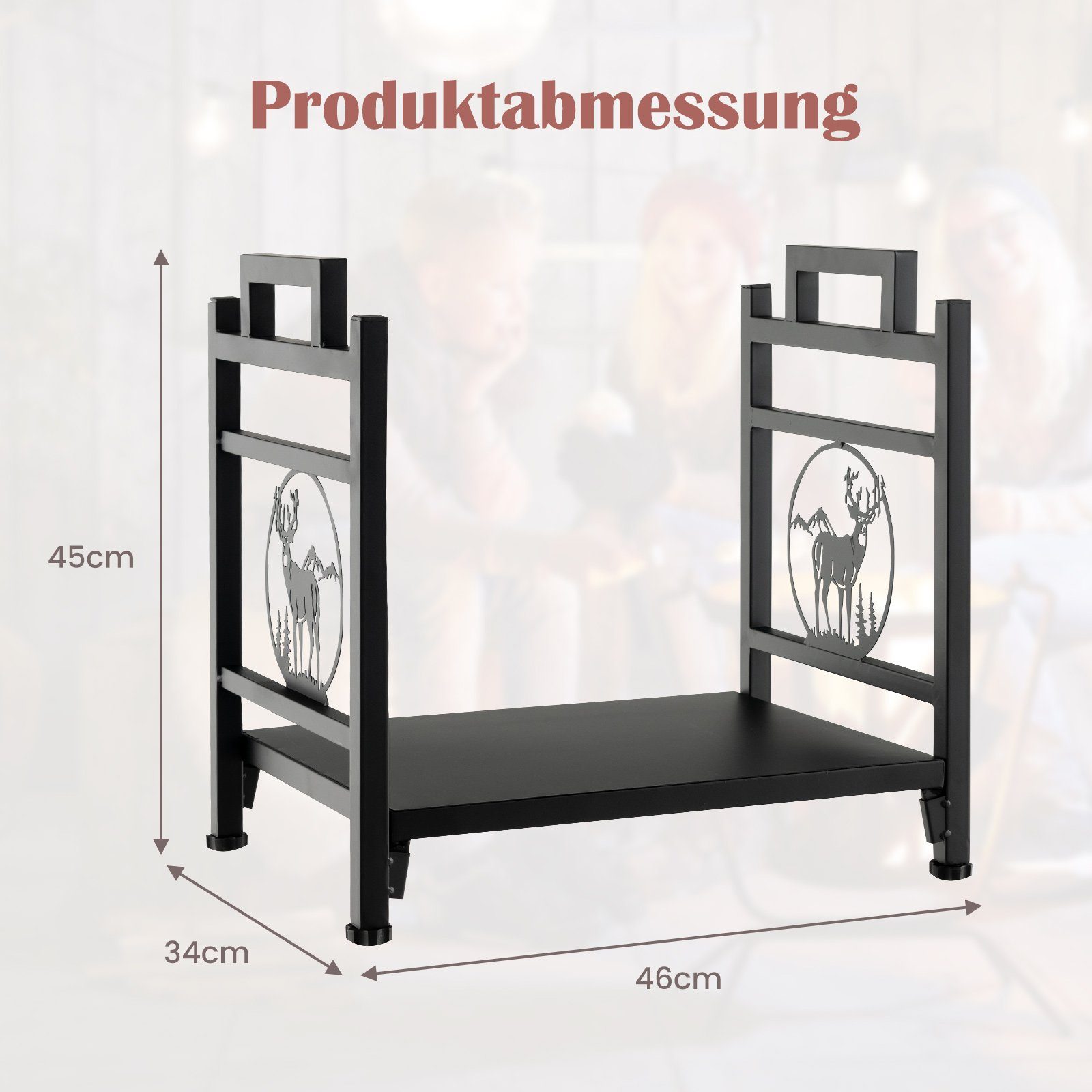 COSTWAY Kaminholzregal Brennholzregal, aus Metall, mit Griffen