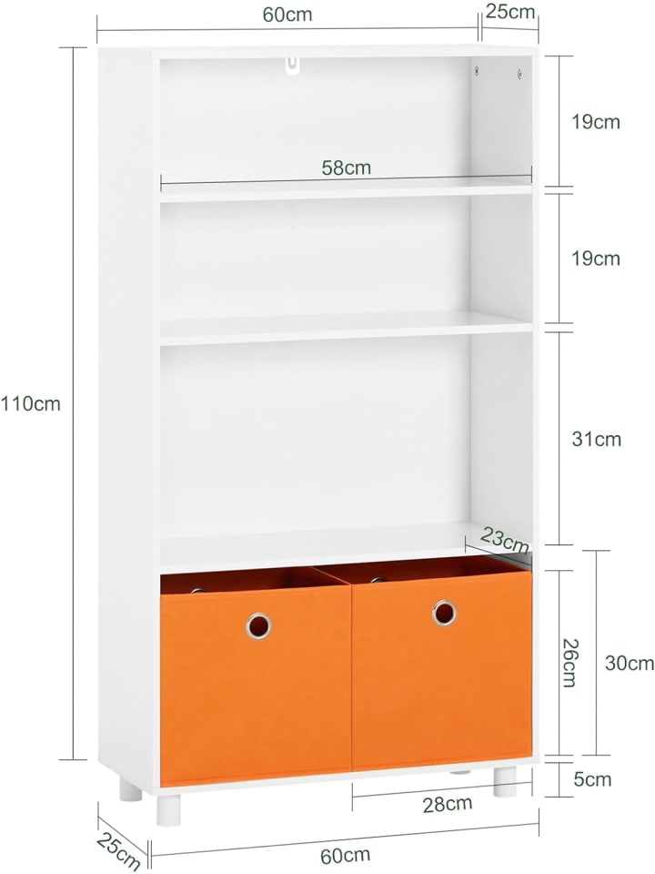 SoBuy Bücherregal in Weiß - (B)60 x (H)110 x (T)25cm günstig kaufen onesize